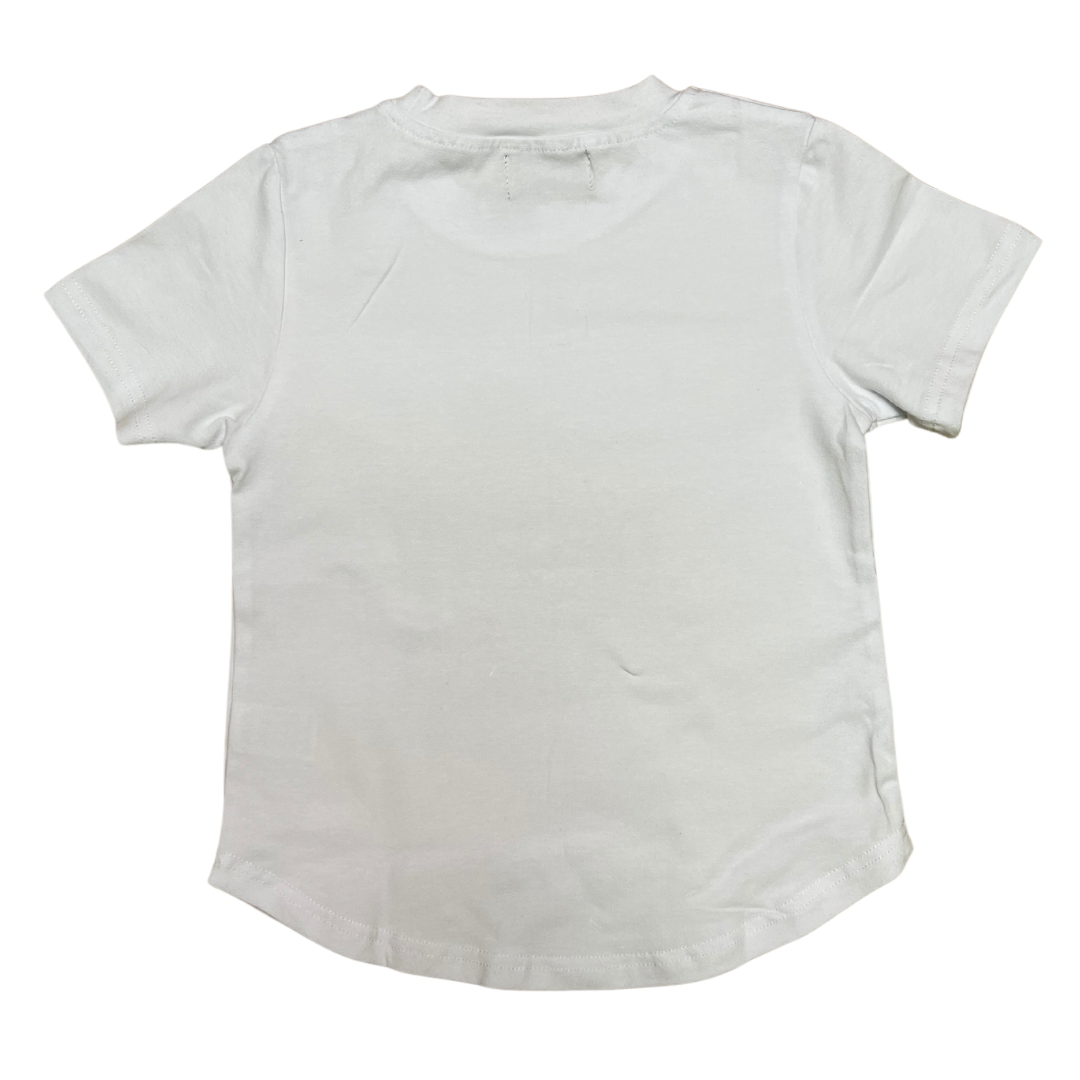 back of children's white tee shirt